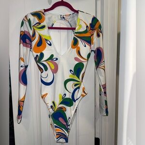 NWT CUPSHE one piece rashgaurd swimsuit, multi-color size Large